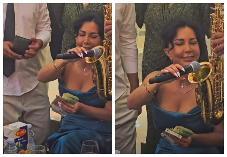 Teuta Selimi mezi i mban në duar paratë bakshish që mori në një dasmë
