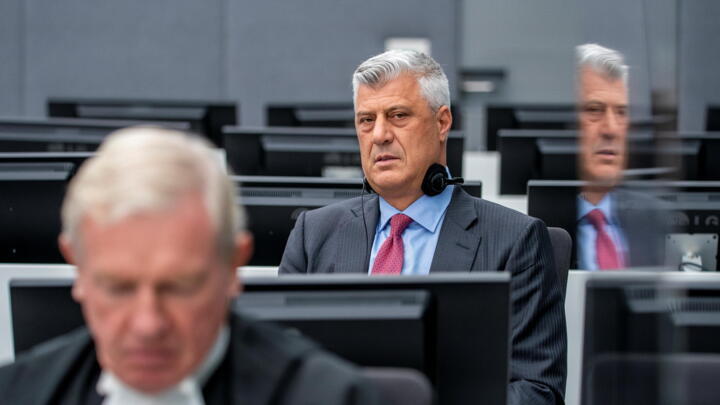 Former Kosovo President Hashim Thaci appears before the Kosovo Specialist Chambers in The Hague