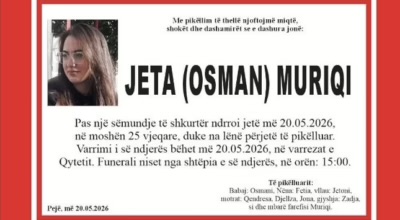 Vdes 25 vjeçarja Jeta Muriqi