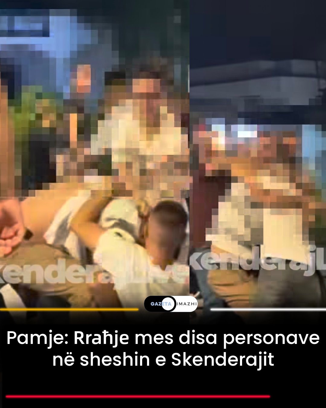Pamje: Rraħje mes disa personave në sheshin e Skenderajit