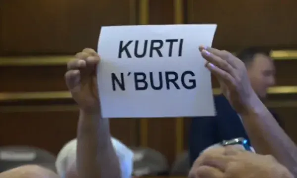 “Kurti n’burg”, një mërgimtar me kërkesë në Kuvend, ia heqin nga duart pankartën